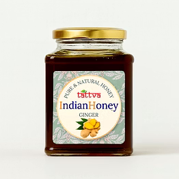 indianhoney ginger honey | pure & natural | unprocessed, unfiltered, no added sugar | rich in minerals & antioxidants | ethically sourced raw honey | 500g glass jar