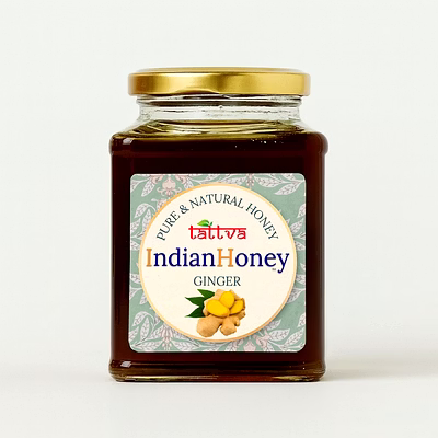 indianhoney ginger honey | pure & natural | unprocessed, unfiltered, no added sugar | rich in minerals & antioxidants | ethically sourced raw honey | 500g glass jar
