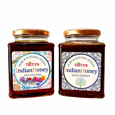 indianhoney himalayan multiflora with wild forest honey combo (pack of 2) | pure & natural | 1kg (500g each) | unprocessed & unfiltered natural sweetener