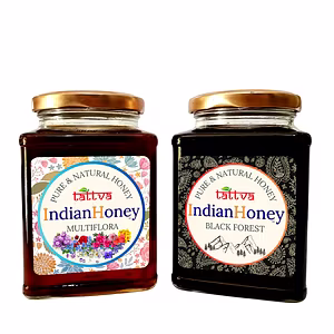 IndianHoney Himalayan Multiflora & Black Forest Honey Combo (Pack of 2) | Pure & Natural | 1kg (500g Each) | Unprocessed & Unfiltered Natural Sweetener