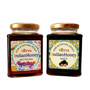 IndianHoney Himalayan Multiflora & Jamun Honey Combo (Pack of 2) | Pure & Natural | 1kg (500g Each) | Unprocessed & Unfiltered Natural Sweetener