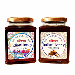 indianhoney himalayan multiflora & cinnamon honey combo (pack of 2) | pure & natural | 1kg (500g each) | unprocessed & unfiltered natural sweetener