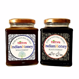 indianhoney wild forest with black forest honey combo (pack of 2) | pure & natural | 1kg (500g each) | unprocessed & unfiltered natural sweetener