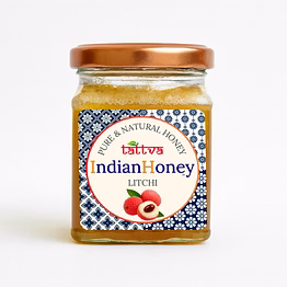 indianhoney litchi honey | pure & natural | unprocessed, unfiltered, no added sugar | ethically sourced natural sweetener | rich in antioxidants | 230g glass jar