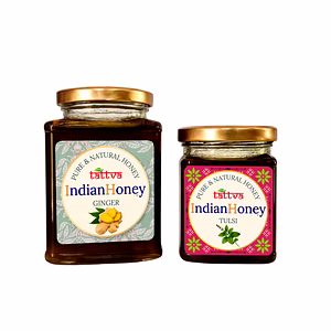IndianHoney Black Forest (Honeydew) Honey & Ayurvedic & Stress-Relief natural tulsi Honey Combo Pack (500gm & 230gm) - Black Forest & Tulsi Details