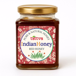 indianhoney red honey | pure & natural | unprocessed, unfiltered, no added sugar | rich in minerals & antioxidants | ethically sourced raw honey | 500g glass jar