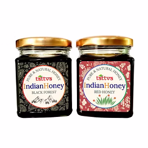 IndianHoney Black Forest (Honeydew) Honey & Red Honey Combo Pack (230gm & 230gm) - Black Forest & Red Honey Details