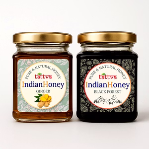 IndianHoney Black Forest (Honeydew) Honey & Warming & Anti-Inflammatory Ginger Infused Honey Combo Pack (230gm & 230gm) - Black Forest & Ginger Details