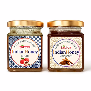 IndianHoney Buttery & Cognitive-Boosting Litchi Honey & Metabolic & Warming Cinnamon Infused Honey Combo Pack (230gm & 230gm) - Litchi & Cinnamon Details
