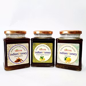 IndianHoney Cinnemon, Ayurvedic & StressRelief natural tulsi Honey, & Ginger Honey collection (pack of 3)500*3 GM Triple Combo Pack (500*3) Cinnemon natural tulsi Honey Lemon Ginger Infused Honey Ginger Honey collection (pack of 3)500*3 GM Details
