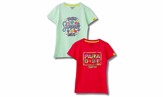 Girls T-Shirt Patina Green / Bright Rose Pink, Soft Cotton, Ages 7-14 (2pcs pack)