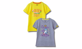 Girls T-Shirt Blazing Yellow / Grey Heather Mélange, Soft Cotton, Ages 7-14 (2pcs pack)