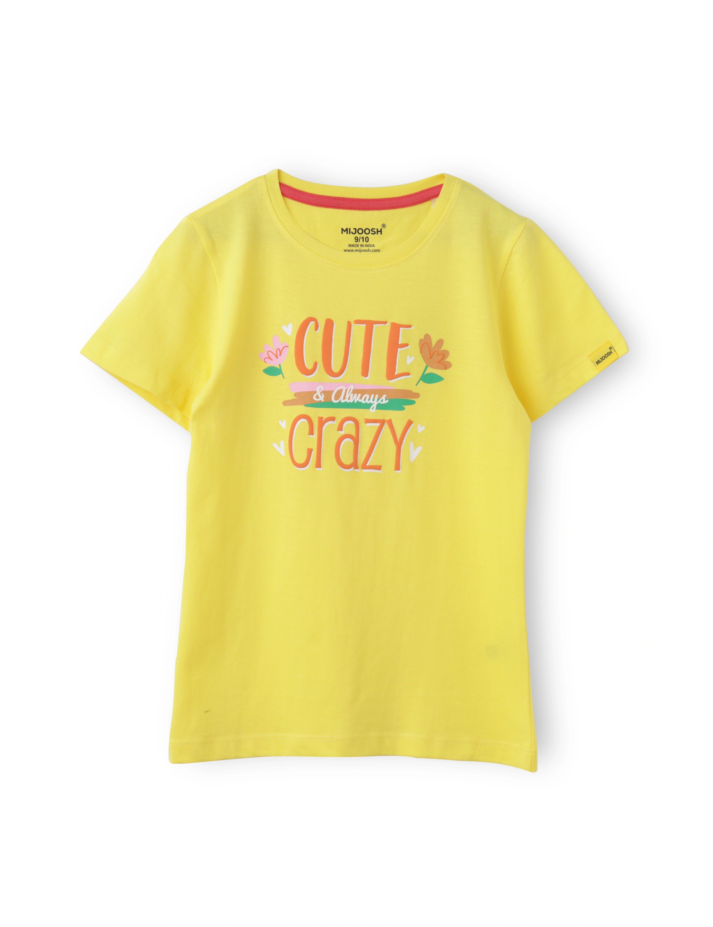 Girls T-Shirt Blazing Yellow / Grey Heather Mélange, Soft Cotton, Ages 7-14 (2pcs pack)-7/8-1