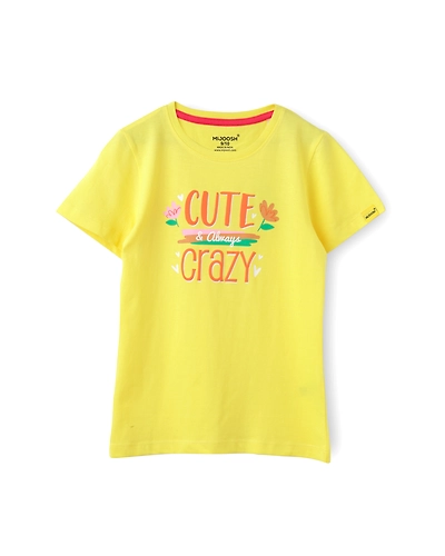 Girls T-Shirt Blazing Yellow / Grey Heather Mélange, Soft Cotton, Ages 7-14 (2pcs pack)-7/8-1