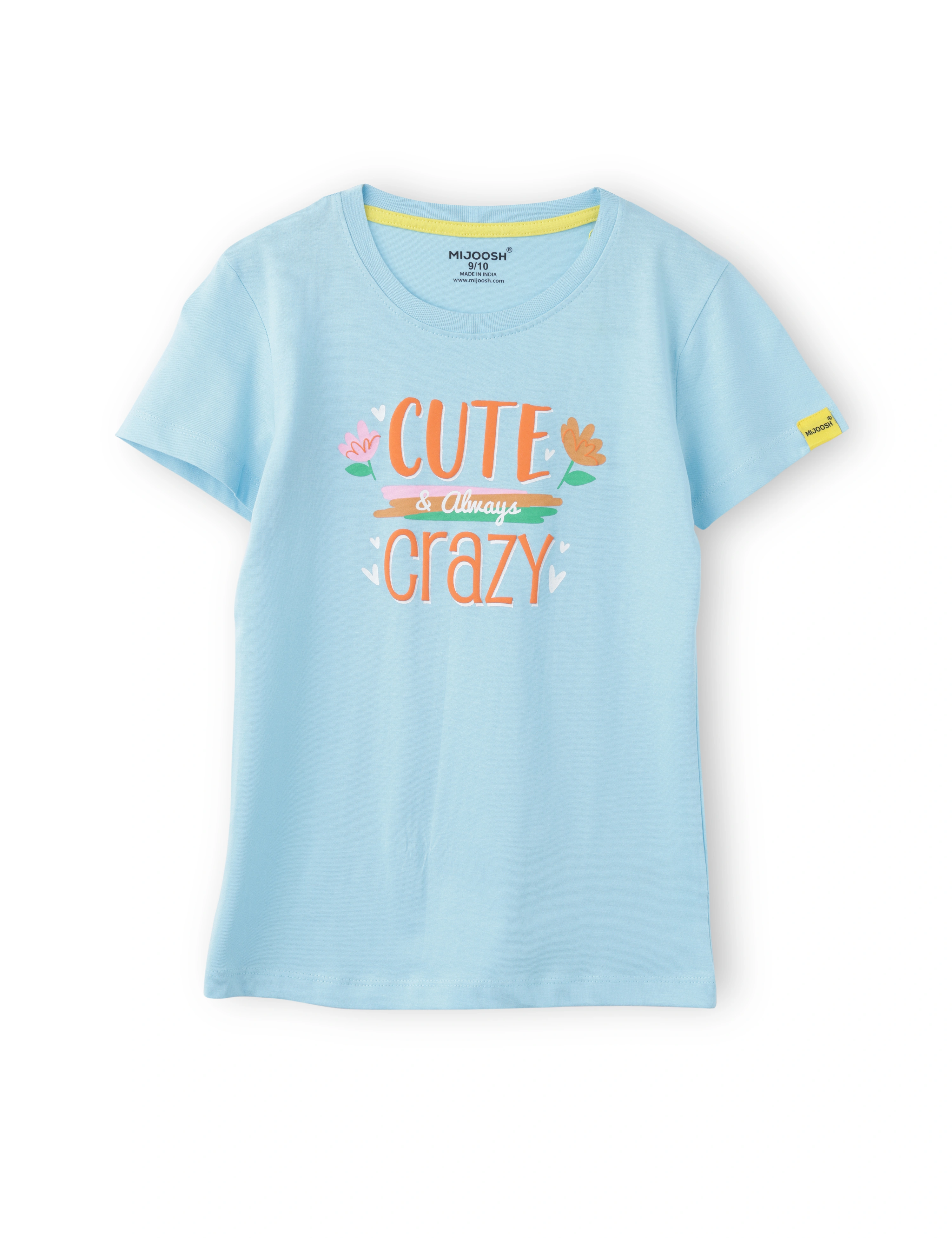 Girls T-Shirt Vibrant Orange / Atomizer Blue, Soft Cotton, Ages 7-14 (2pcs pack)-7/8-3