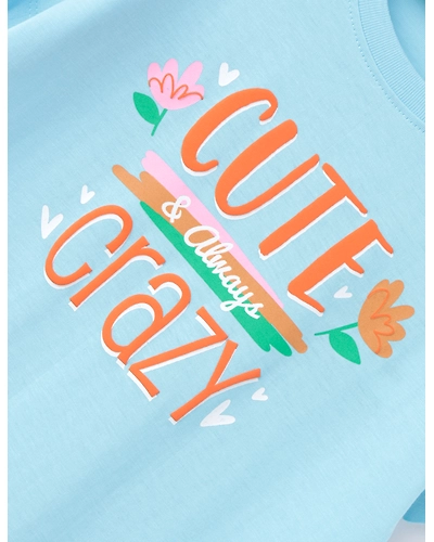 Girls T-Shirt Vibrant Orange / Atomizer Blue, Soft Cotton, Ages 7-14 (2pcs pack)-7/8-4