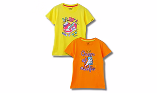 Girls T-Shirt Blazing Yellow / Vibrant Orange, Soft Cotton, Ages 7-14 (2pcs pack)