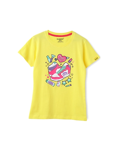 Girls T-Shirt Blazing Yellow / Vibrant Orange, Soft Cotton, Ages 7-14 (2pcs pack)-7/8-1