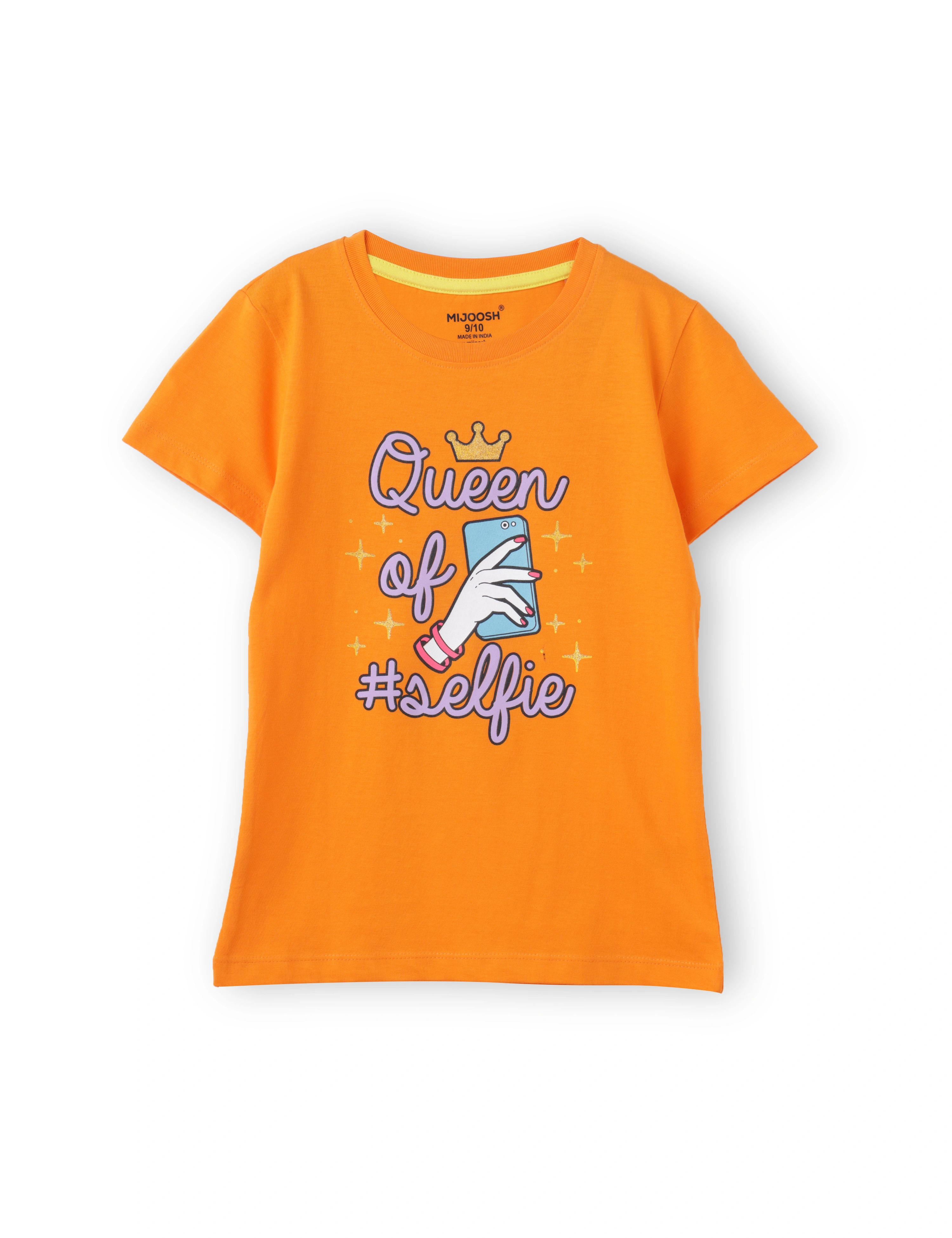 Girls T-Shirt Blazing Yellow / Vibrant Orange, Soft Cotton, Ages 7-14 (2pcs pack)-7/8-2