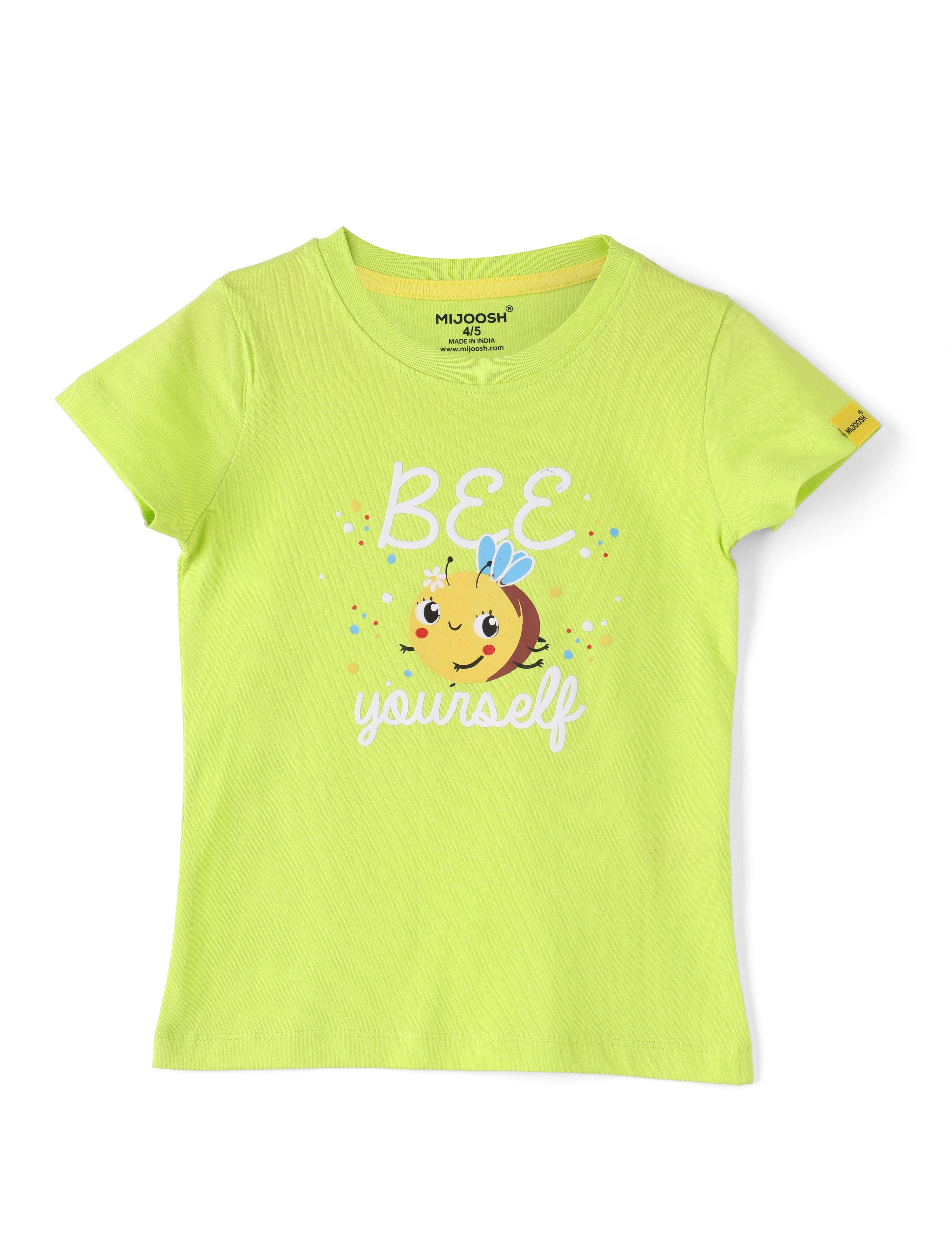 Girls T-Shirt Hibiscus Red / Acid Lime Green, Soft Cotton, Ages 2-6 (2pcs pack)-2/3-1