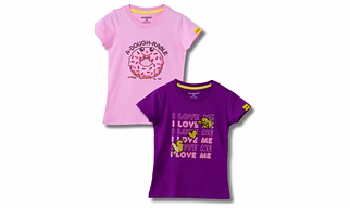 Girls T-Shirt Bonbon Pink / Sparking Grape Violet, Soft Cotton, Ages 2-6 (2pcs pack)
