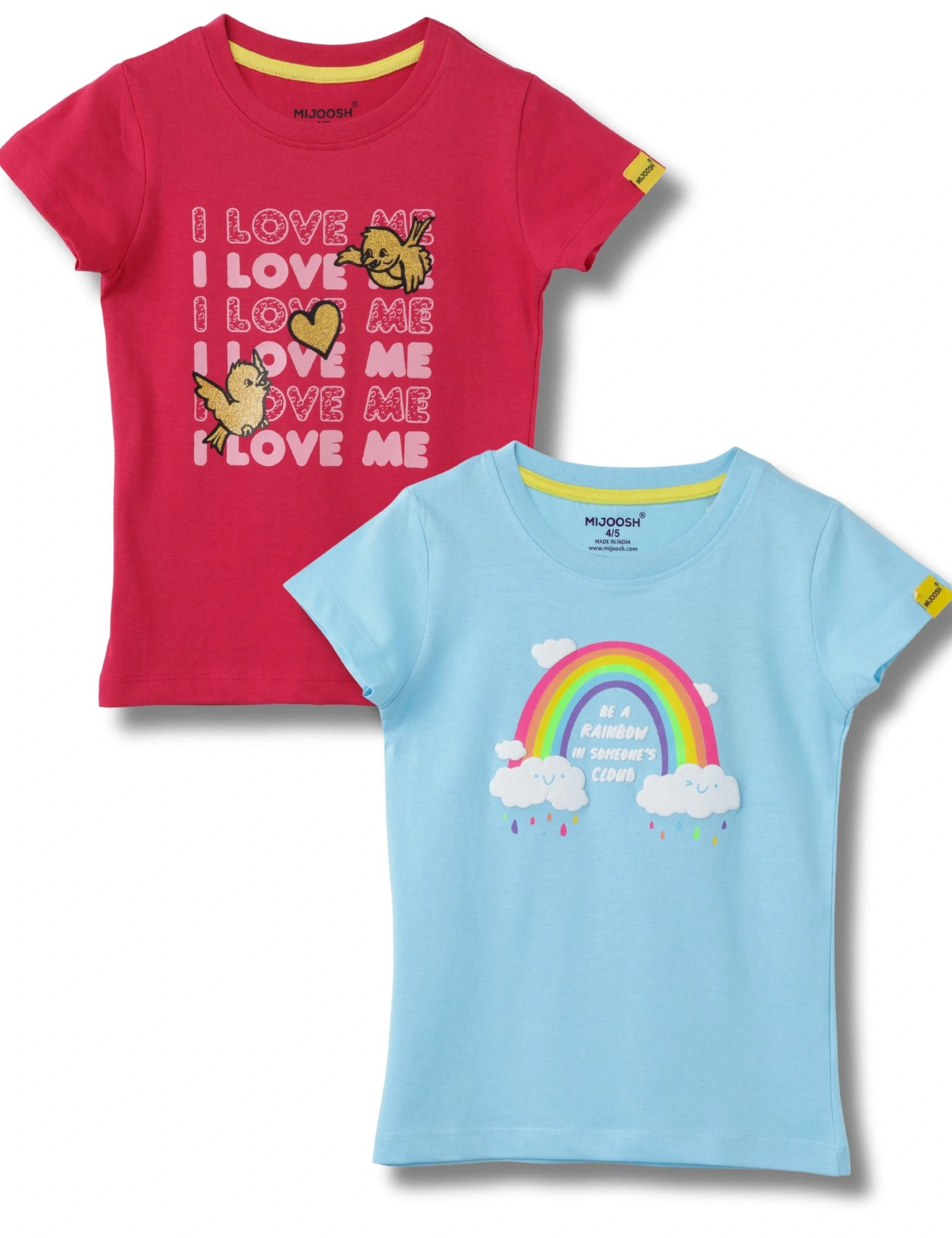 Girls T-Shirt Atomizer Blue / Bright Rose Pink, Soft Cotton, Ages 2-6 (2pcs pack)-12657779