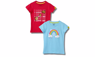 Girls T-Shirt Atomizer Blue / Bright Rose Pink, Soft Cotton, Ages 2-6 (2pcs pack)