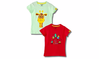 Girls T-Shirt Patina Green / Bright Rose Pink, Soft Cotton, Ages 2-6 (2pcs pack)