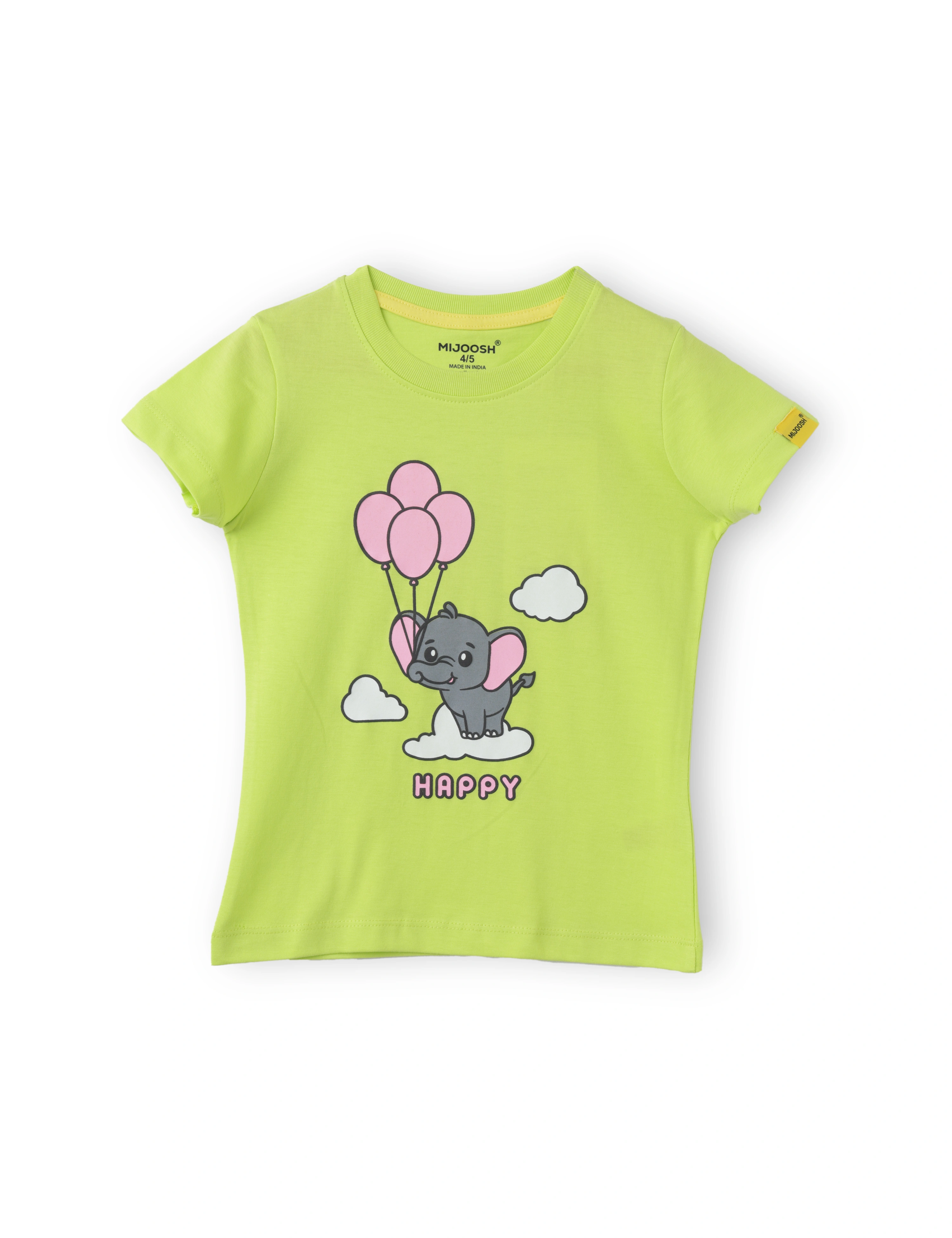 Girls T-Shirt White / Acid Lime Green, Soft Cotton, Ages 2-6 (2pcs pack)-2/3-1