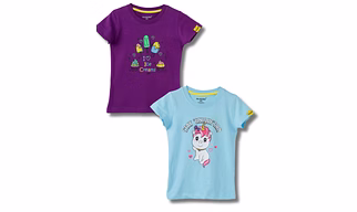 Girls T-Shirt Atomizer Blue / Sparking Grape Violet, Soft Cotton, Ages 2-6 (2pcs pack)