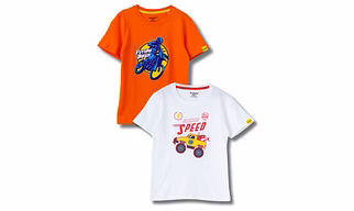 Boys T-Shirt White / Scarlet Ibis Orange, Soft Cotton, Ages 7-14 (2pcs pack)