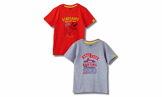 Boys T-Shirt Grey Heather Mélange / Fiery Red, Soft Cotton, Ages 7-14 (2pcs pack)