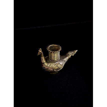 Dhokra - Peacock Design Candle Stand-1