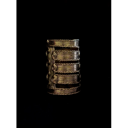 Dhokra Craft Desk Accessory - Round Cutting Design Stationery Stand-1