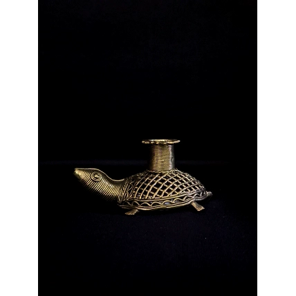 Dhokra Net Tortoise Candle Stand-Dhokra_7