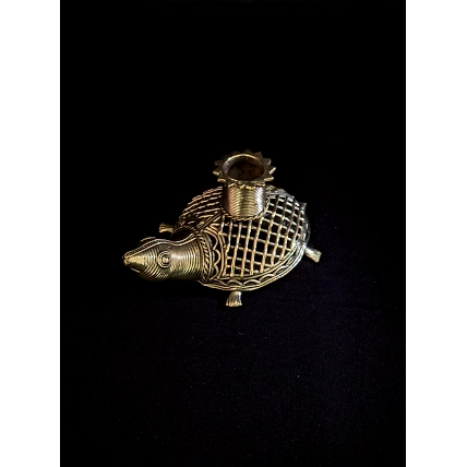 Dhokra Net Tortoise Candle Stand-1