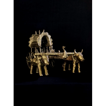 Dhokra Bullock Cart Brass Meta Craft-1