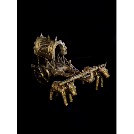 Dhokra Bullock Cart Brass Meta Craft-2