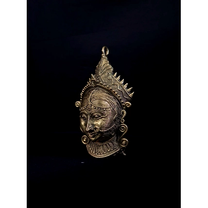 Handmade Dhokra Maa Durga Face Pendant-1