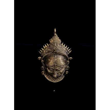 Handmade Dhokra Maa Durga Face Pendant-2