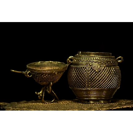 Handmade Dhokra Coconut Box (Small)-Dhokra_15