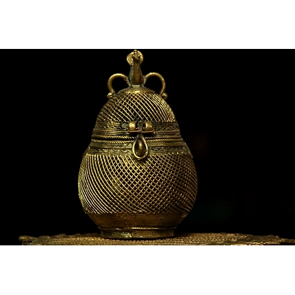 Handmade Dhokra Coconut Box (Small)-2