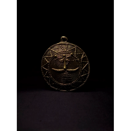 Dhokra Brass Moon Mask Wall Accent-2