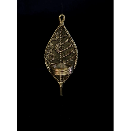 Handmade Dhokra Leaf Candle Stand-Dhokra_21