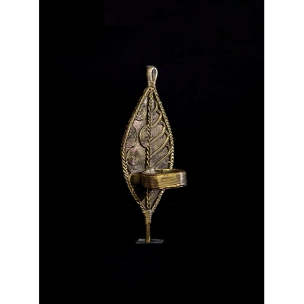 Handmade Dhokra Leaf Candle Stand-1