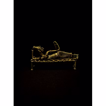 Dhokra - Tribal Lady Sleeping on Bed and Reading-Dhokra_24