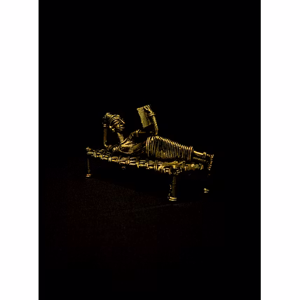 Dhokra - Tribal Lady Sleeping on Bed and Reading-1