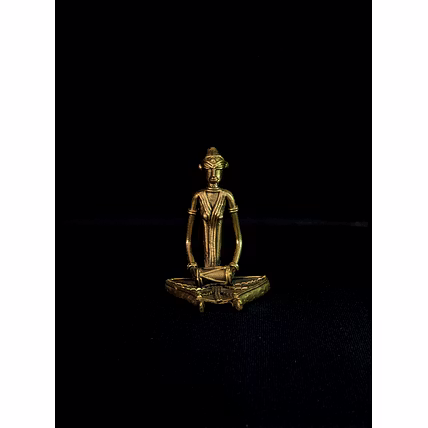 Handmade Dhokra - Sitting Musician with Dhol-Dhokra_25