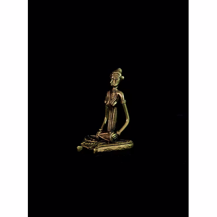 Handmade Dhokra - Sitting Musician with Dhol-2