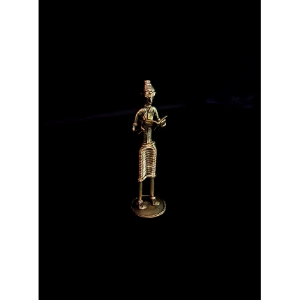 Handmade Dhokra - Tribal Standing Man Reading-1